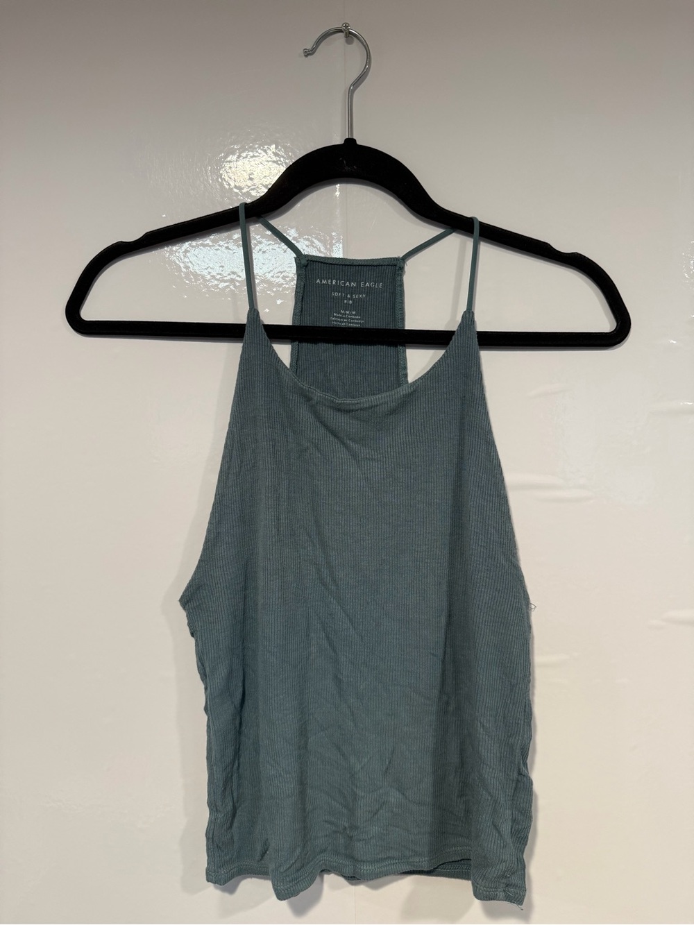 American Eagle Outfitters Green Teal Ribbed Soft and Sexy Cami Tank Top